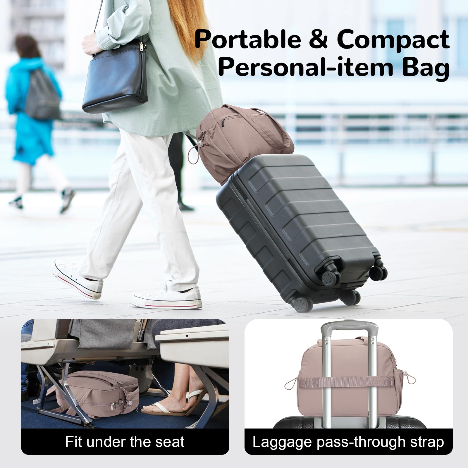Sac de Sport 20L Femme Fille, Petit Sac de Voyage avec Séparation par Humide et Sèche, Sac Weekend Léger Souple, Sac Yoga pour Camping Voyage Fitness Natation Danse, Marron