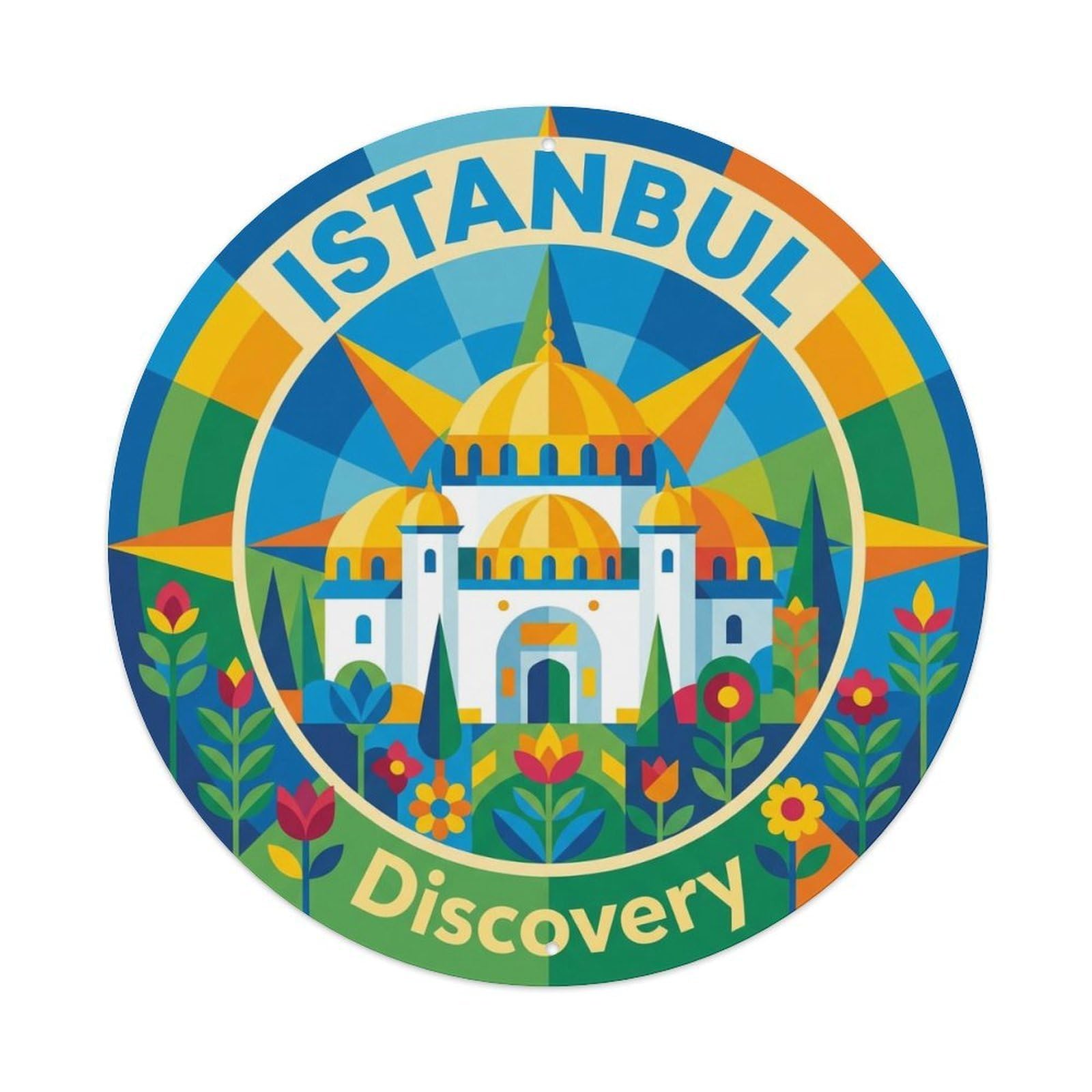 Vintage Travel Istanbul Turkey Discovery Vintage Metal Tin Sign Plaque Wall Decor for Cafe, Club Bar, Office, Garden Metal Poster 8x8Inch