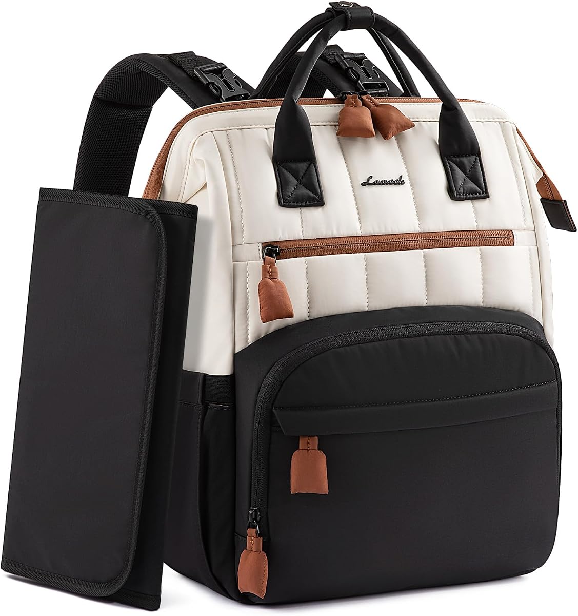 LOVEVOOK Wickelrucksack Groß, Baby Wickeltasche Rucksack Diaper Bag mit Wickelunterlage, Wasserabweisend Babytasche Mommy Wickeltasche Organizer mit Kinderwagengurten für Mama und Papa