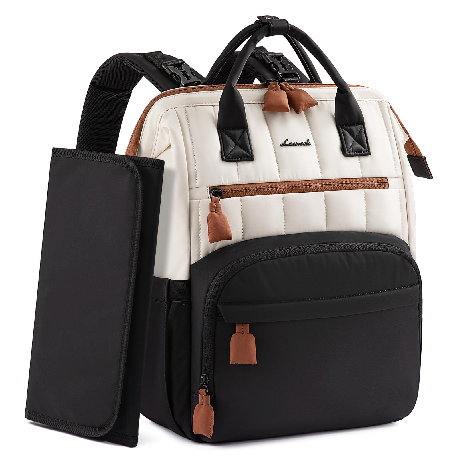 LOVEVOOK Wickelrucksack Groß, Baby Wickeltasche Rucksack Diaper Bag mit Wickelunterlage, Wasserabweisend Babytasche Mommy Wickeltasche Organizer mit Kinderwagengurten für Mama und Papa