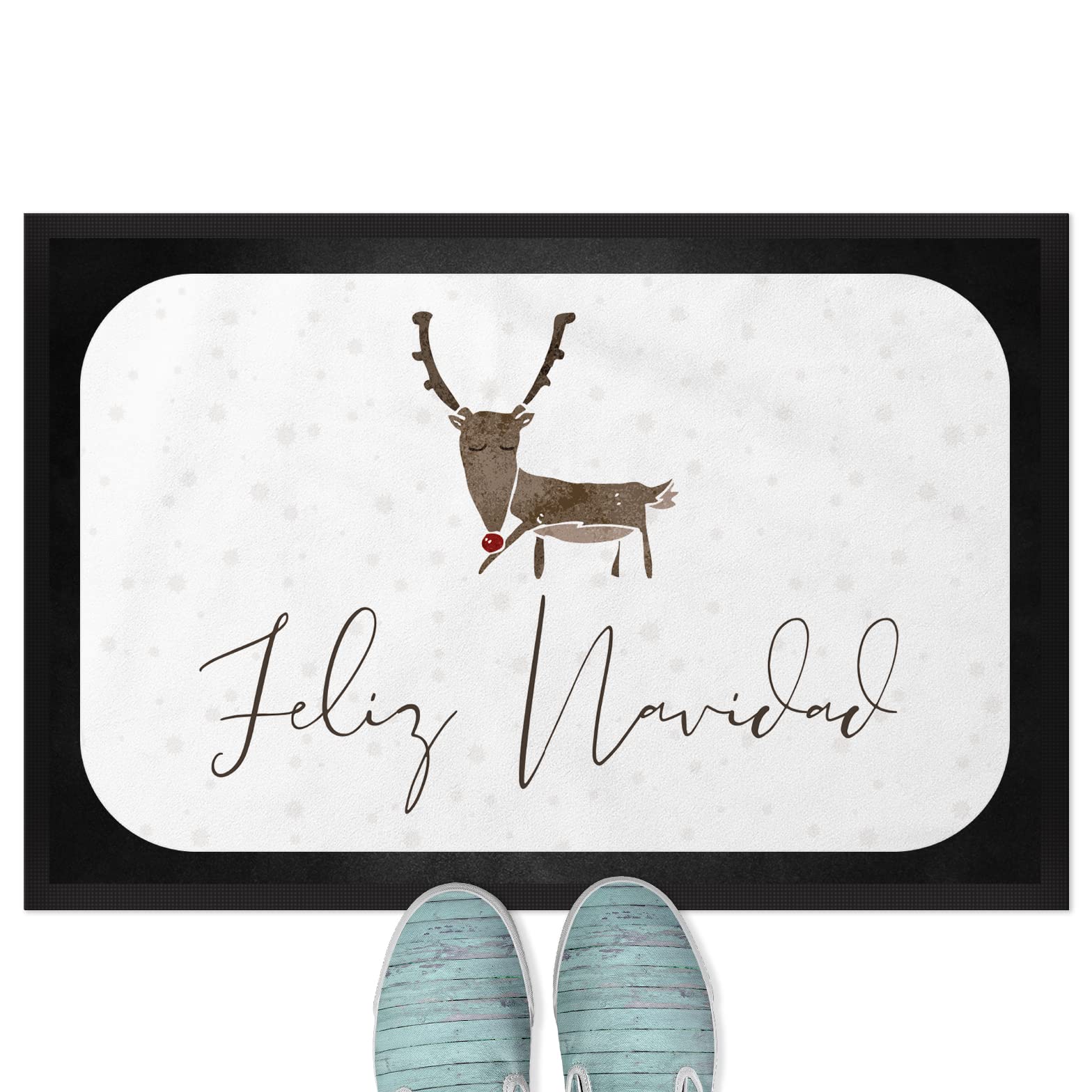 JUNIWORDS Fußmatte, Feliz Navidad Hirsch, 75 x 50 cm, mit Gummirand (1003973)
