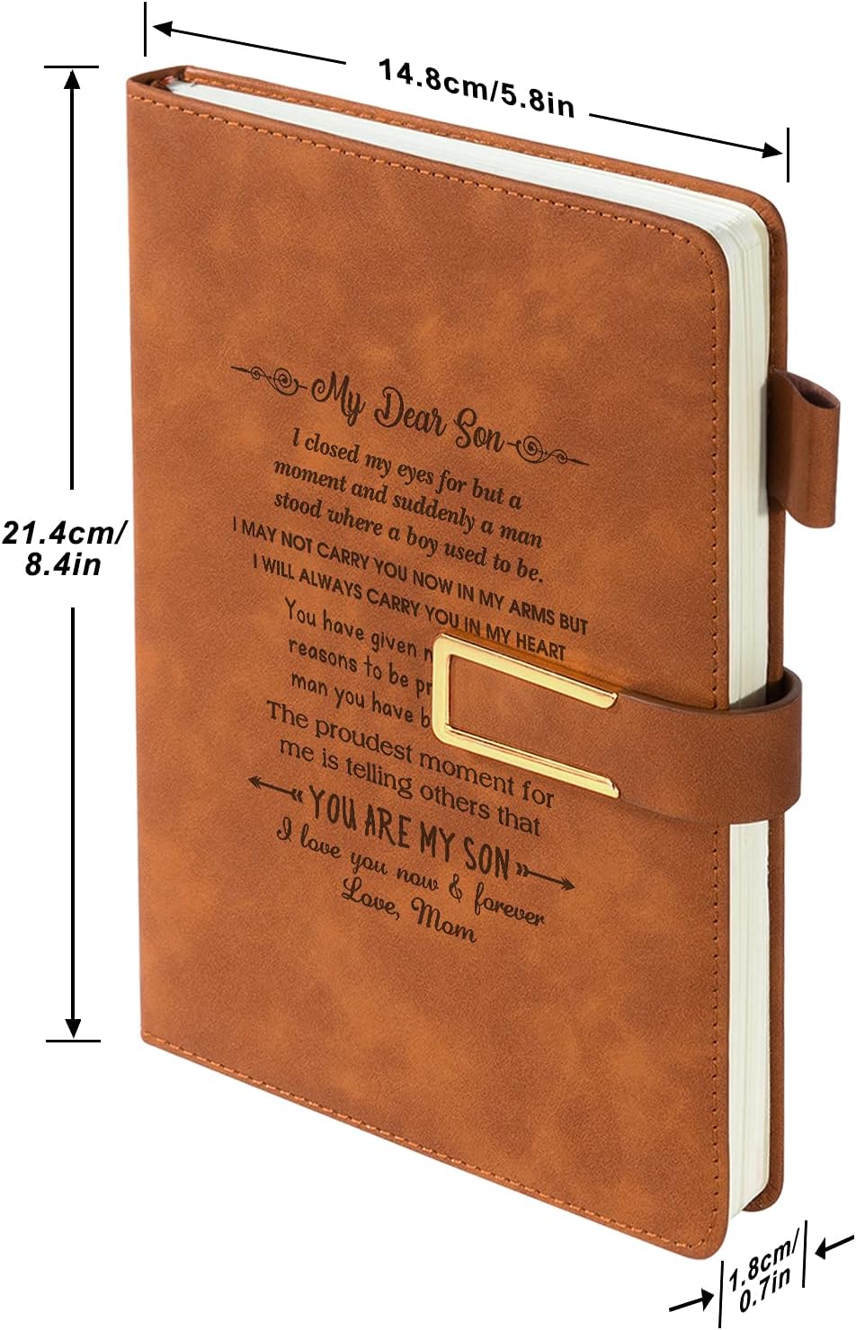 kullder Leather Notebook Gifts for Boys Personalized Journal for Son from Mom Custom Journal A5 Travel Diary Vintage Leather Sketchbook Birthday Christmas for Son Perfect Box Gift Set with Pen