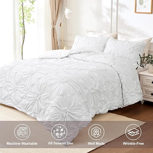 Miniatura 5 de Uspring Juego de ropa de cama tamaño Queen con 2 fundas de almohada, colcha acolchada ligera y suave, juego de edredón floral acogedor y elegante