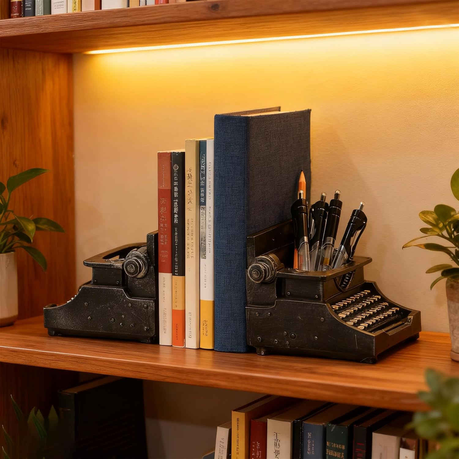 ブックエンド 装飾 オールド タイプライター 鉛筆ホルダー ブックエンド アンティークスタイル ブックストッパー ヴィンテージ タイ