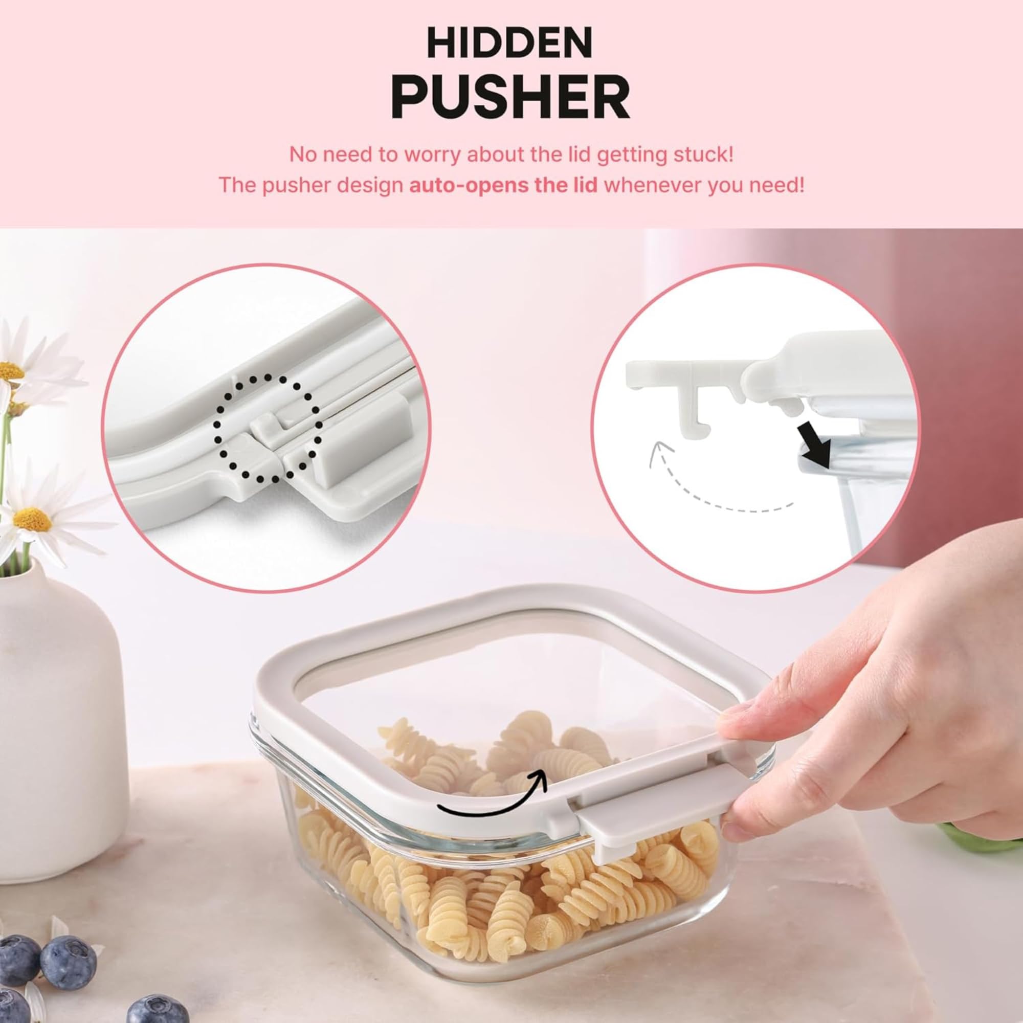Neoflam Comodo 6 Stück Frischhaltedosen aus Glas mit Deckel - Luftdicht Stapelbar Meal Prep Set - BPA Frei Mikrowellenofen Air Fryer Gefrierschrank Sicher - Wiederverwendbare Glasbehälter für Zuhause