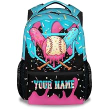 Custom Baseball Backpack for Boys Kids - Personalized Kids Backpacks Sports School Bookbag Toddler Youth Player Gift 17" Drip Design Schoolbag for Kindergarten Elementary Primary