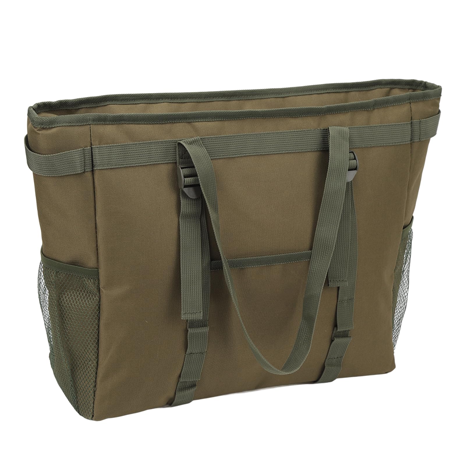 Bolsa térmica térmica duradera verde suave aislada para camping, picnic, reuniones familiares, 3 capas