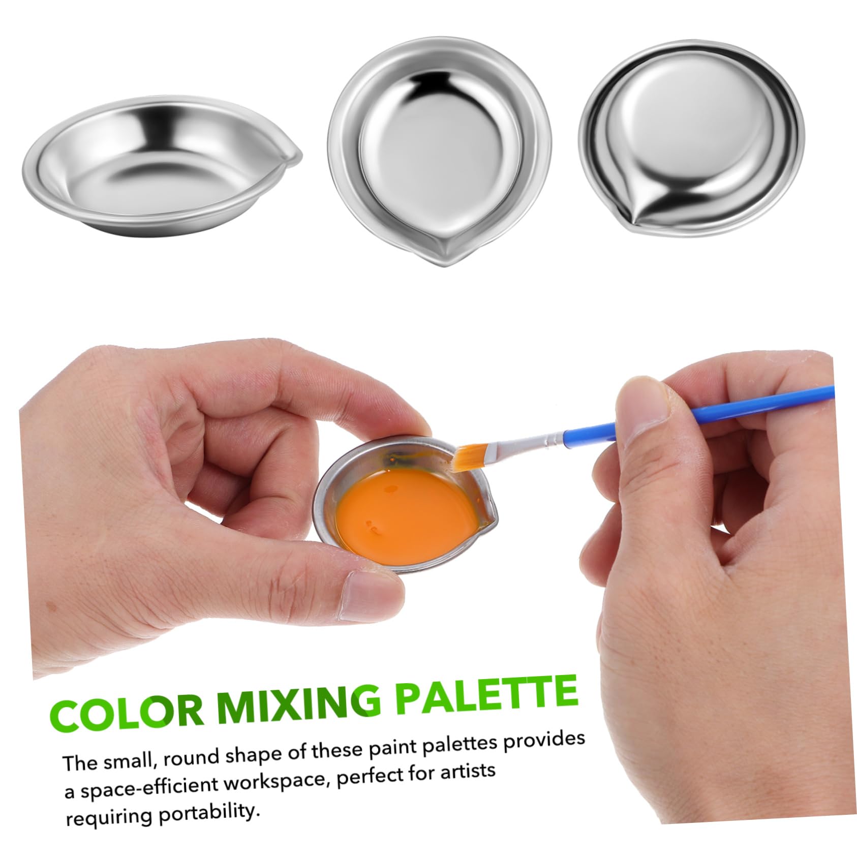HOMSFOU 5 Sätze Palette Mischbecher Aquarellfarbe Dose Klein Wiederverwendbar Kunst Tabletts Wasser Künstler Farbbecher Aquarell -mischtablett Rostfreier Stahl 18 Stück * 5