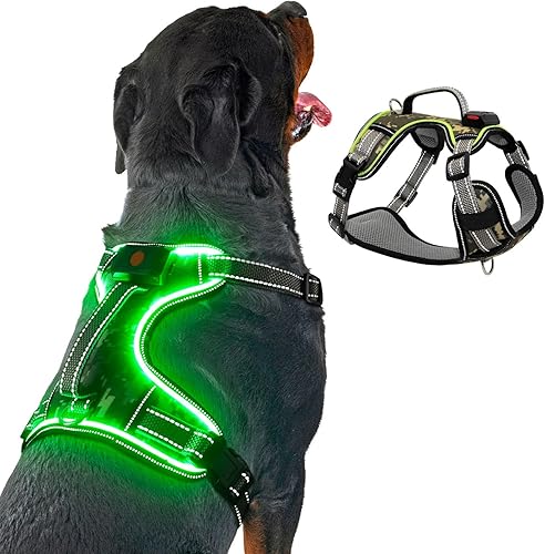 Arnés camuflaje XL para perros grandes, arnés para perro con clip frontal, sin tirones, arnés para perro sin estrangulamiento con asa, 2 clips para Arnés camuflaje XL para perros grandes, arnés para perro con clip frontal, sin tirones, arnés para perro sin estrangulamiento con asa, 2 clips para