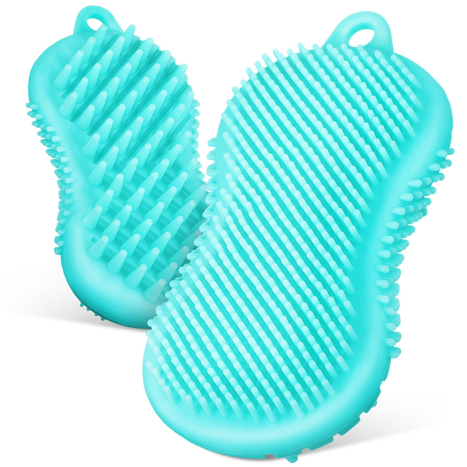 Angoily Spazzola la Pulizia del Corpo in Silicone Morbido 2 Pezzi, Spazzola Esfoliante Bifacciale per Bagno e Shampoo, Massaggiante e Antiscivolo, Adatta per Donna e Uomo, Facile