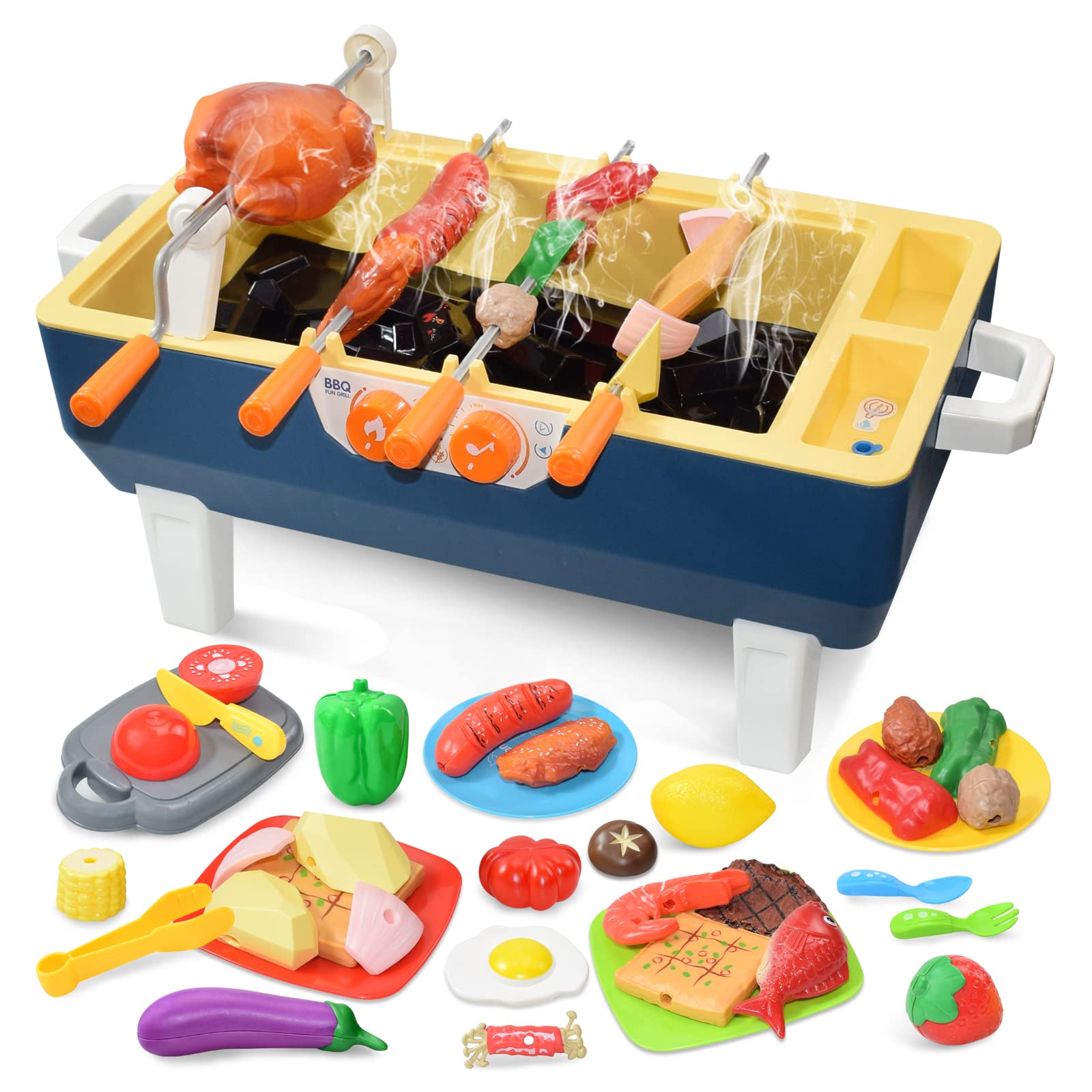 Buy GGbell BBQ Grill Toy Set with Grill Food & Condiment, 65 PCS