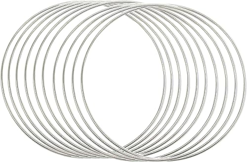 12 anillos de metal plateado de 4 pulgadas, anillos de macramé para atrapasueños y manualidades (plata, 4 pulgadas)