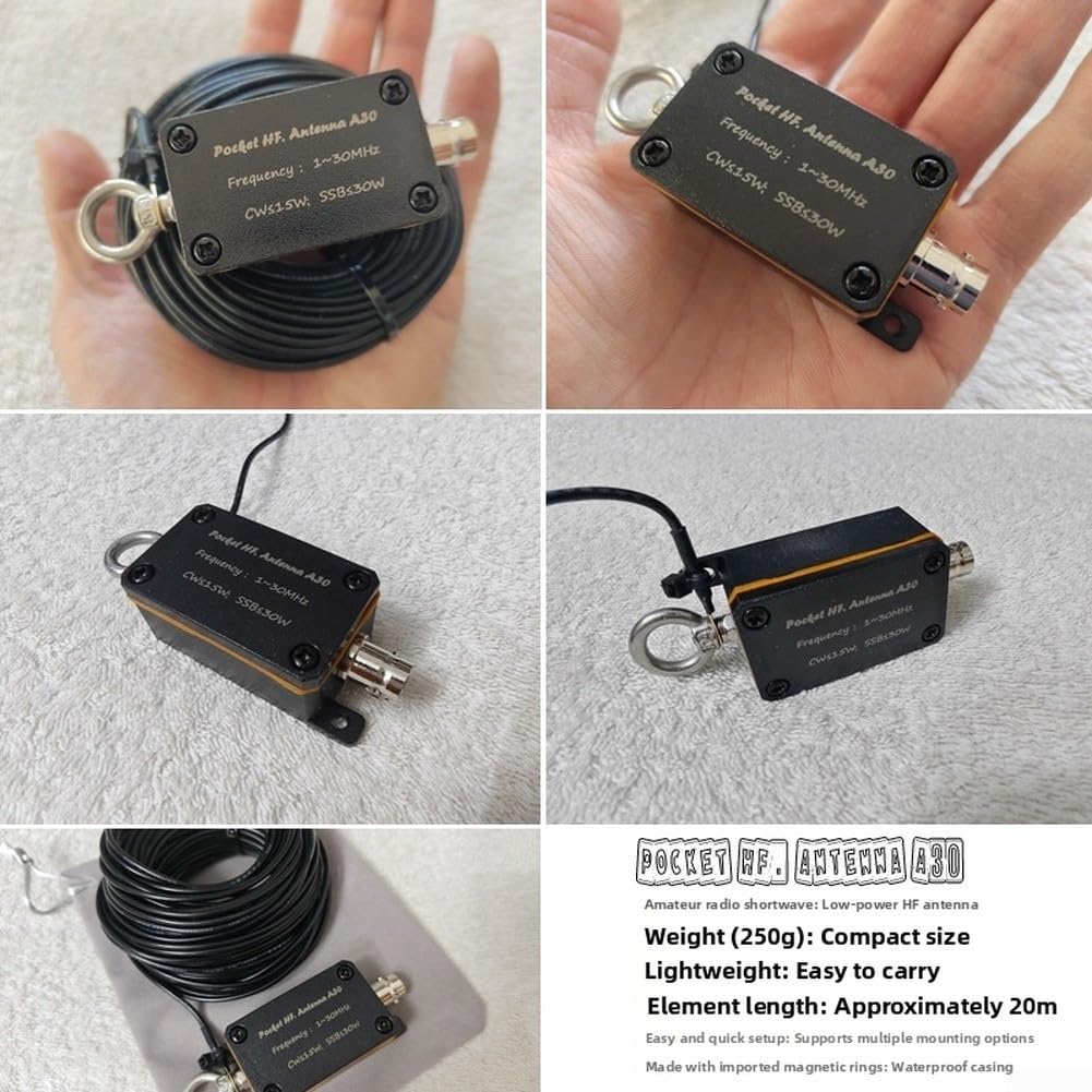 Antenna HF portatile, antenna verticale HF 1-30MHz con anello magnetico, per comunicazione radio a onde corte (antenna H25)