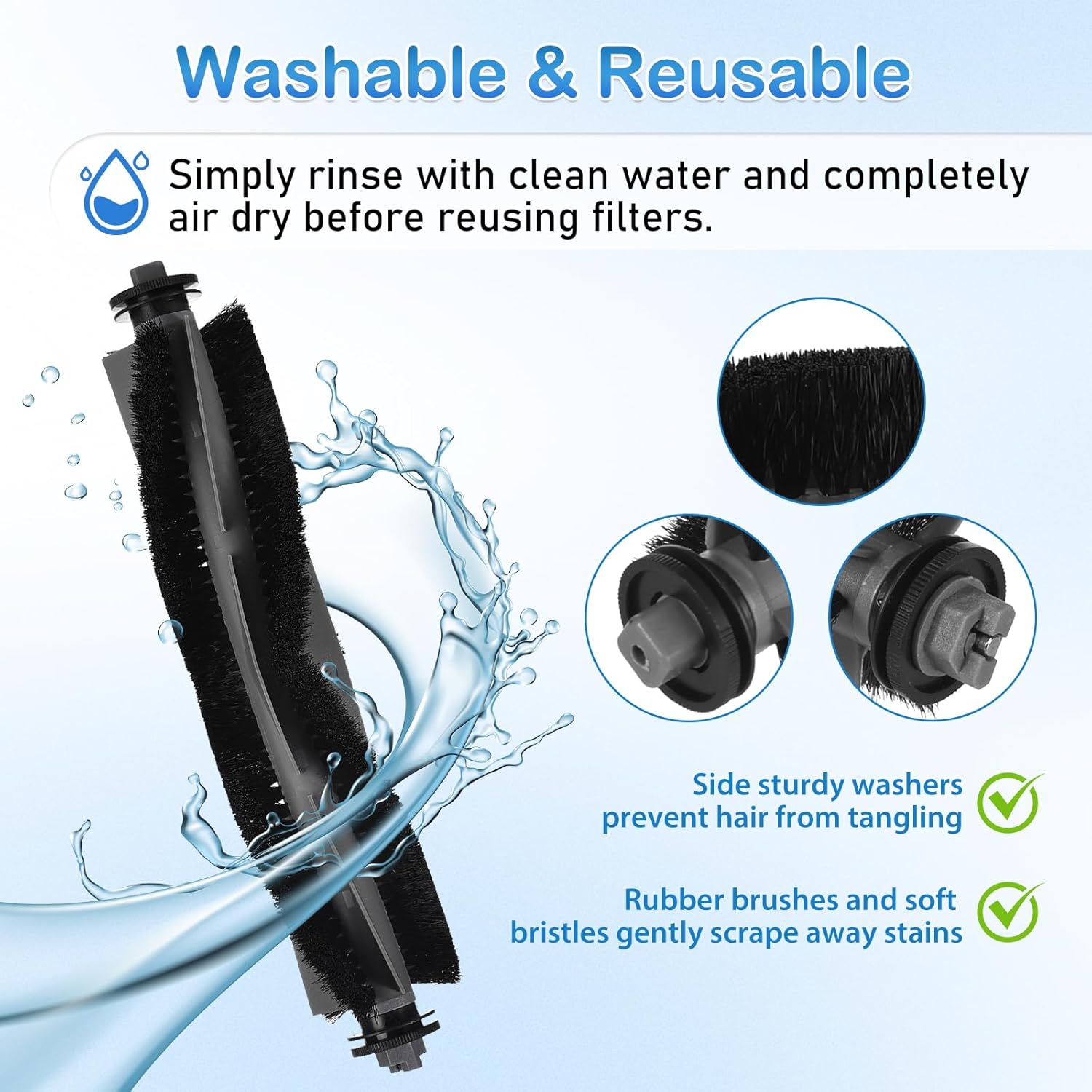 23 Pack T20+ Accessories Compatible with Airrobo T20+ Robot Vacuum, Replacement Parts Include 1 Roller Brush, 4 Washable Filters, 4 Mop Pads, 6 Dust Bags, 6 Side Brush, 2 Tools
