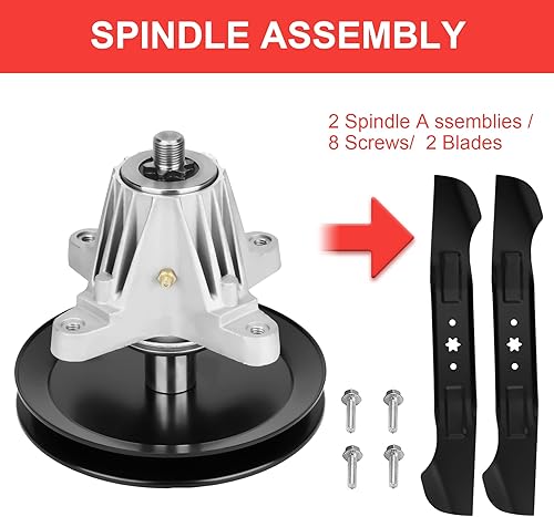 Miniatura 2 de Kit de reconstrucción de cubierta de cortacésped para MTD Cub Cadet de 46 pulgadas, incluye 2 husillos 918-06977 918-06977A, 2 cuchillas 742-04244