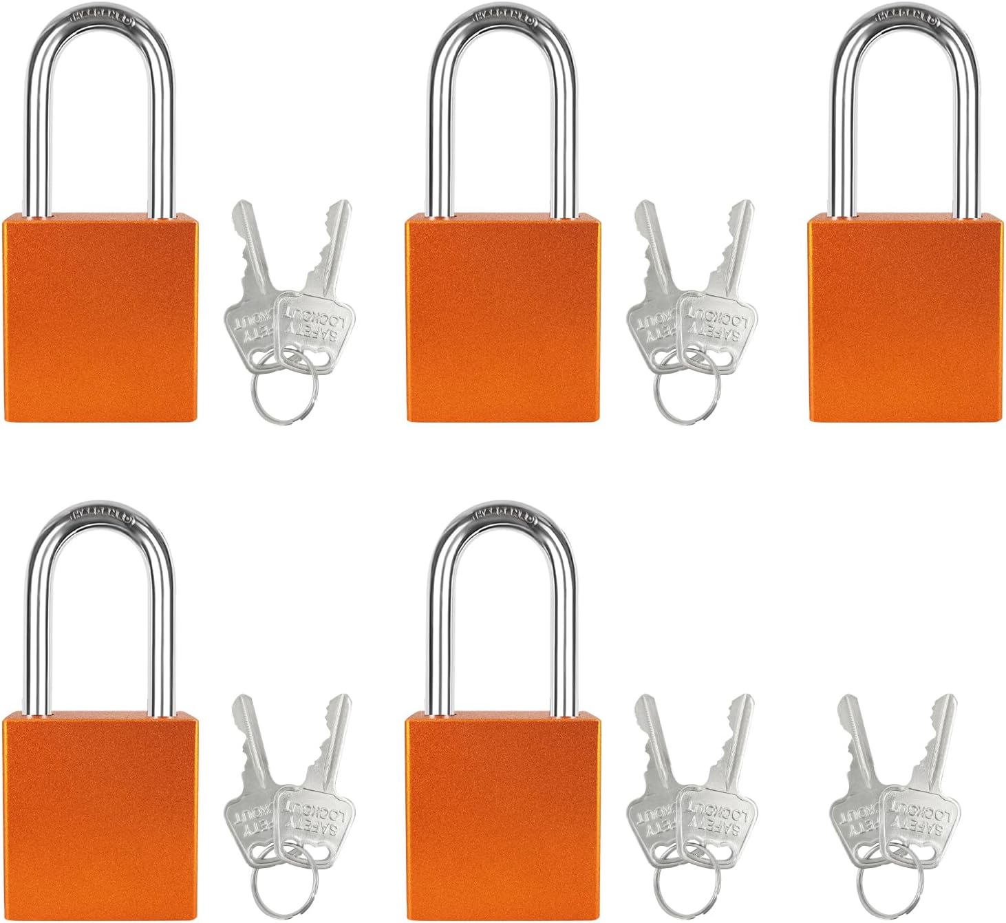 5PCS Outdoor Padlock Aluminum Set Weatherproof Heavy Duty Lock for Storage Electrical Lockout Kit-Orange