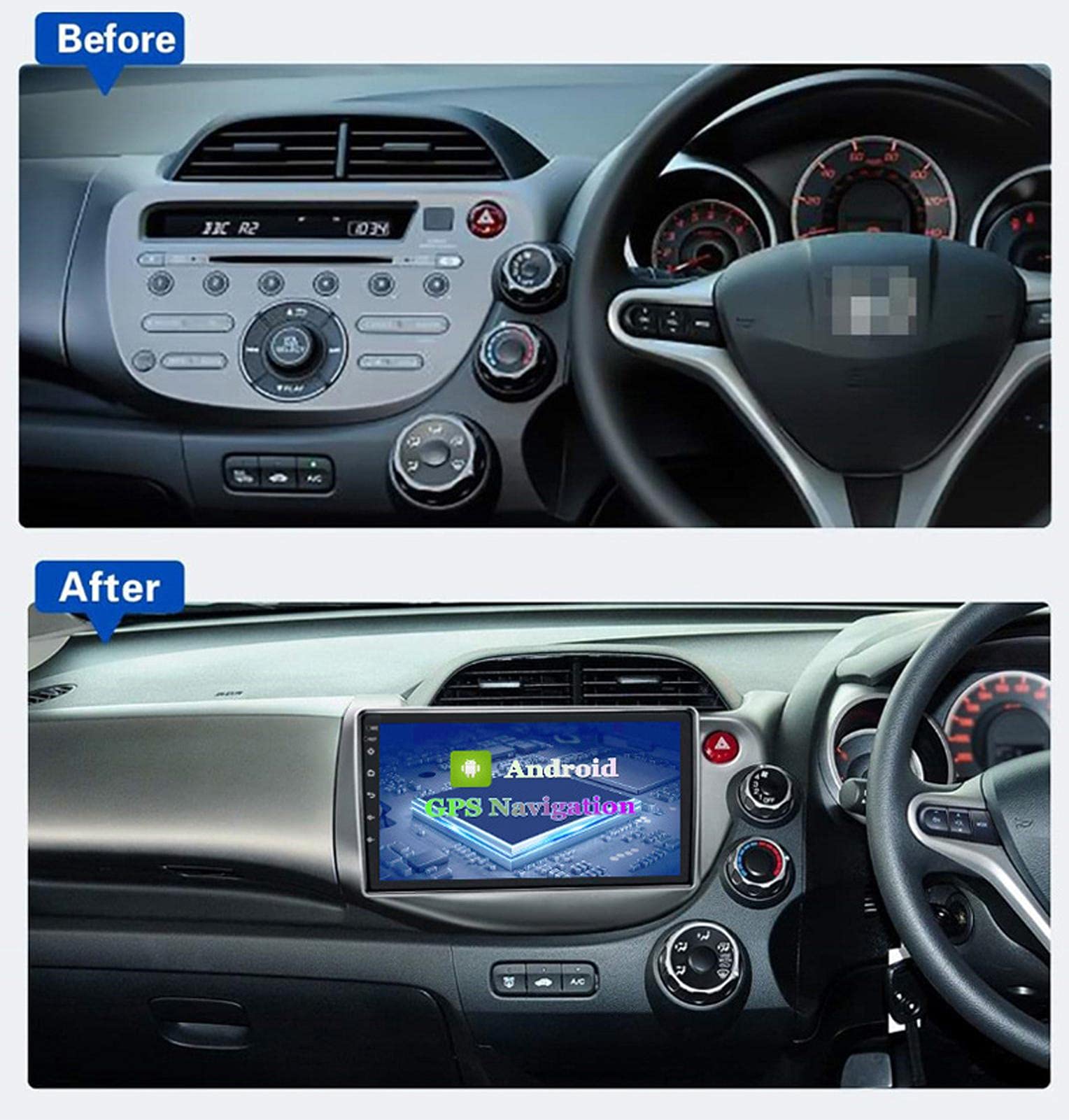 Nav Car Multimedia Au-DIO Speaker GPS Andoid 10 - Aplicable para Hon-da Fit 2008-2013, navegación estéreo para automóvil, Reproductor de Radio HD, Receptor Bluetooth FM USB, 10 Pulgadas HD, na