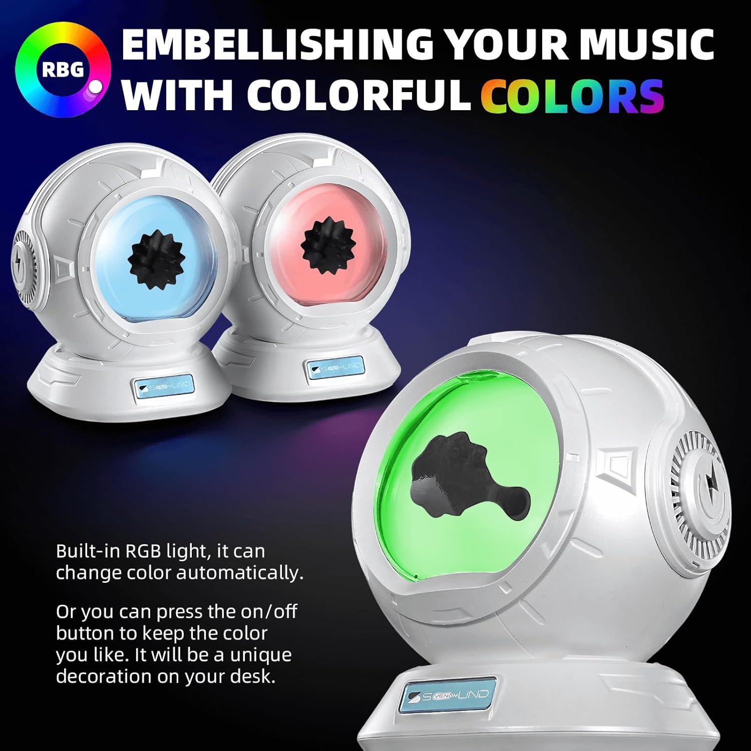 sovenomund Ferrofluid Speaker, Ferrofluid Audio Visual Bluetooth Speaker, Dancing Ferrofluid with 2 Adjustable Modes and Colorful Lights (Silver) (Pearl White) - Image 3