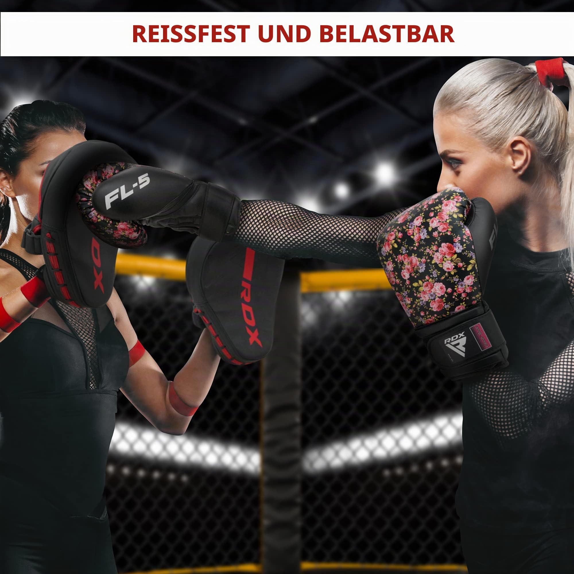 RDX Damen Boxhandschuhe, Muay Thai Kickboxen Sparring, Maya Hide Leder Boxing Gloves, Boxsack Punchinghandschuhe, Kickboxhandschuhe MMA Kampfsport Training 8 10 12 oz