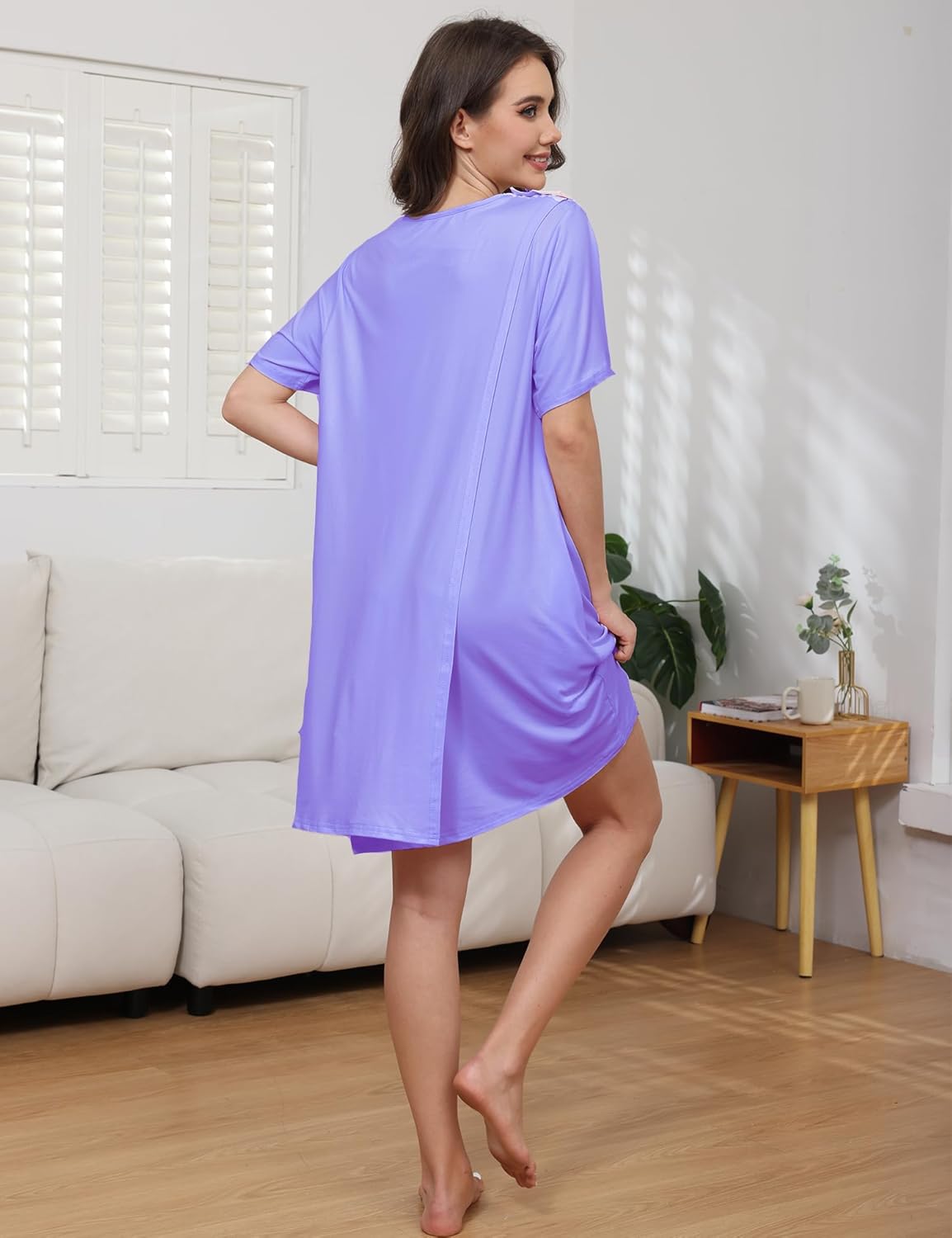 Hospital Gowns for Women Open Back Tear Away Snap Post shoulder Dress Short Sleeve Soft Adaptive Clothing with Pockets - Image 2