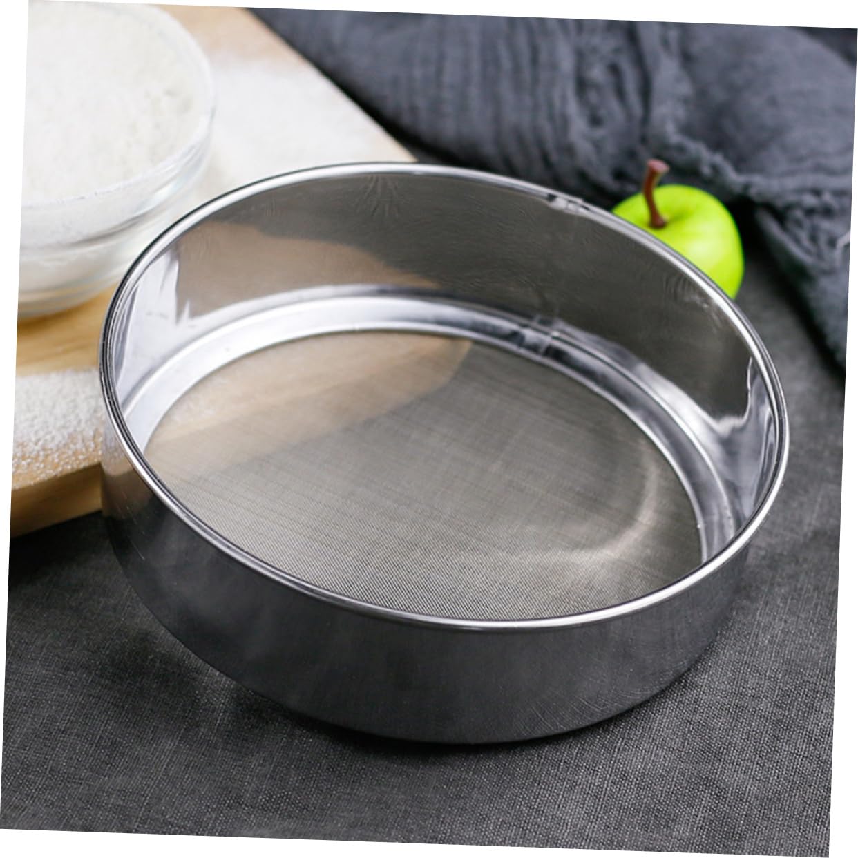 Ensemble de tamis de cuisson en maille d'acier inoxydable pour la cuisine-ensemble de 2 pièces pour la cuisson de gâteaux, le tamisage des pâtes et le secouage de la farine-passoire à main pour glaça