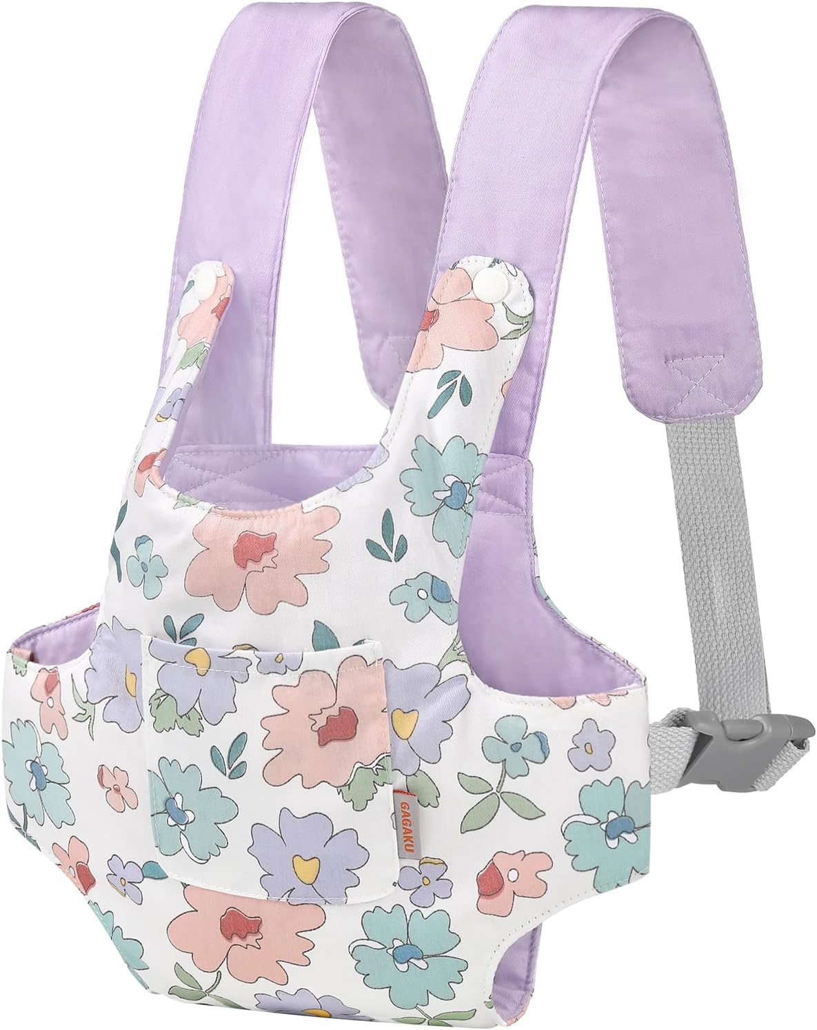 GAGAKU Baby Doll Carrier for Kids, Stuffed Animal Carrier Reborn Baby Carrier with Adjustable Straps, Baby Doll Accessories - Purple (Flowers)