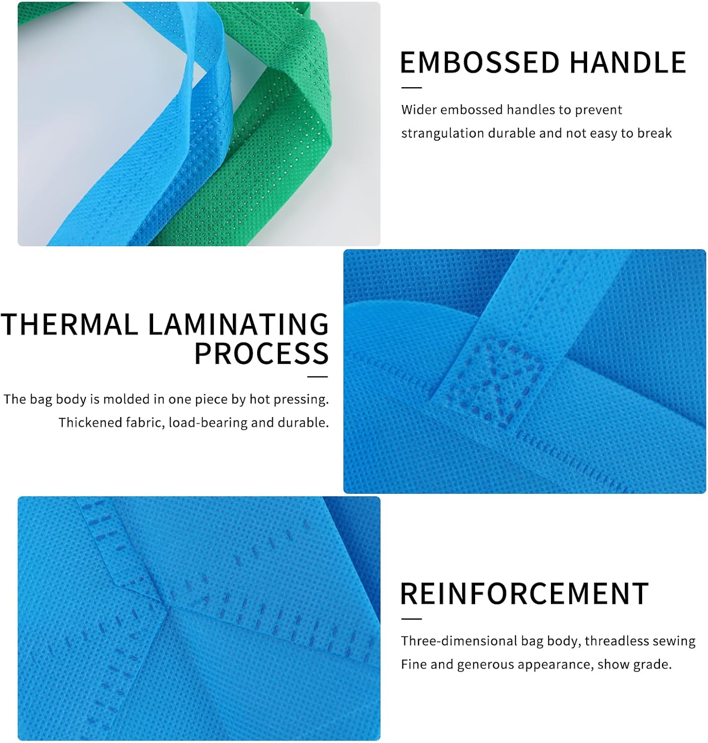 60 Pack Non Woven Tote Bags Bulk 14 x 10 x 4 Inch, Large Reusable Gift Bags with Handles, Foldable Grocery Tote Bags for Shopping, Parties, Favors, Multi-Color - Image 4