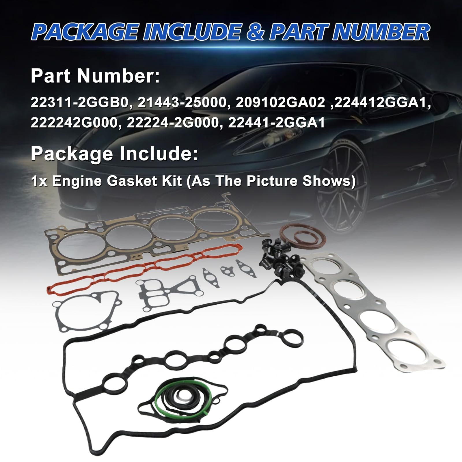 22311-2GGB0 209102ga02 Kit de juntas de culata G4KJ para Tucson Sonata Optima Sportage 2.4L GDI G4KJ Kit de juntas de revisión de motor piezas de repuesto
