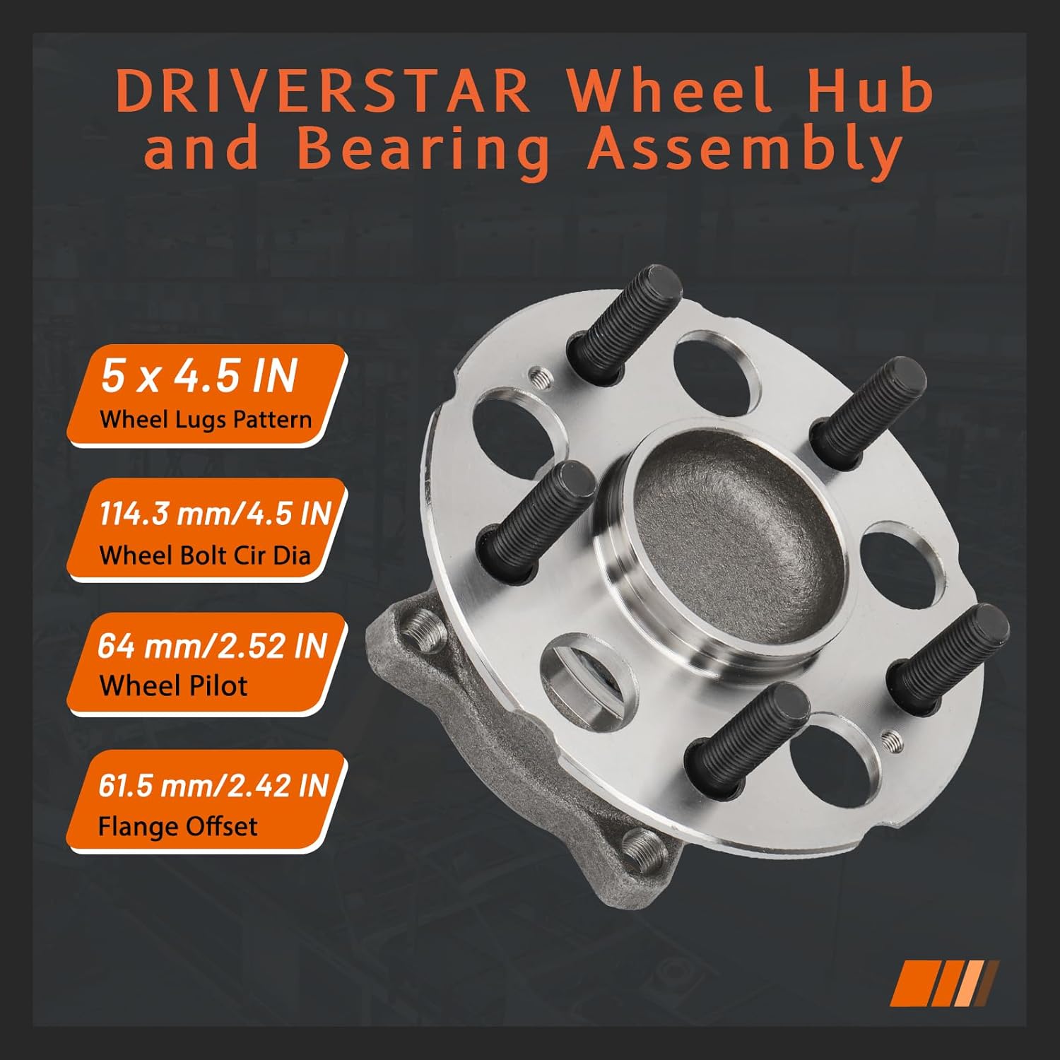 DRIVESTAR 512344 Rear Left/Right Wheel Hub & Bearing Assembly for Honda CR-V EX/EX-L/LX 2007 08 09 10 11/Crosstour TF1 2012 13 14 15/Accord Crosstour 2010 11 (Pair)
