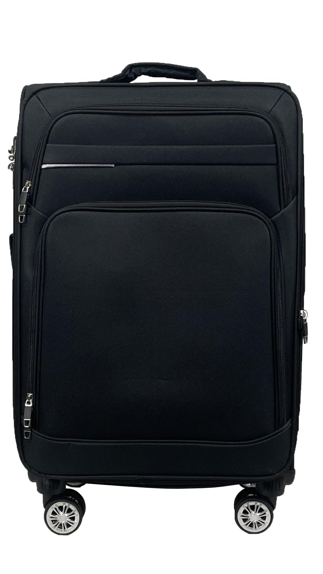 Valise à main en tissu, mallette de voyage, chariot extensible à roues jumelles (M/L/XL/XXL ou lot de 4) bagages souples, Noir , Mittlerer Koffer (65cm)