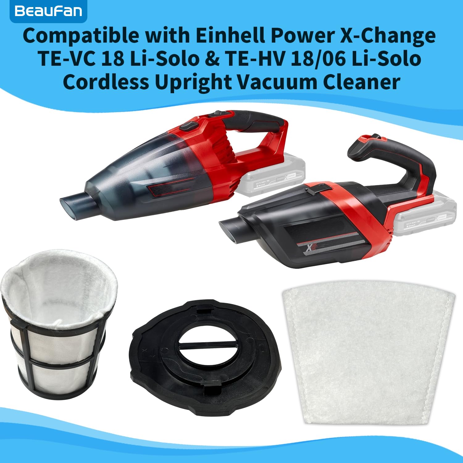 Confezione da 4 sacchetti filtro compatibili con Einhell Power X-Change TE-VC 18 Li-Solo & TE-HV 18/06 Li-Solo Aspirapolvere portatile senza fili