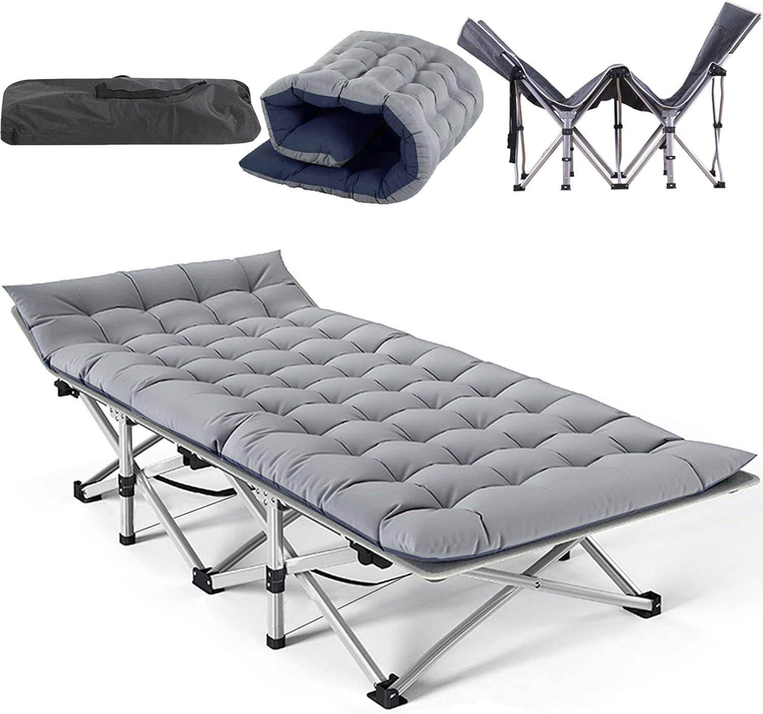 ABORON Camping Cots for Adults, Double Layer 1200D Folding Cots, Heavy Duty Sleeping Cots for Heavy People, with Carrying Bag : Health & Household