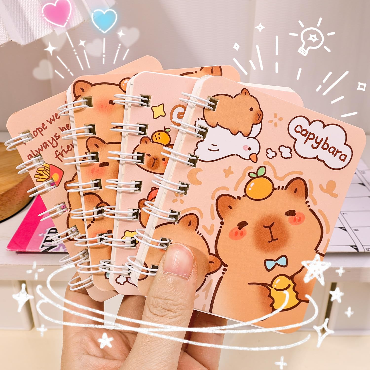 المميز - 2pcs/set Random Capybara Spiral A7 Notebook Portable Diary Plan Mini Notebook Student Stationery Gift 2026 - view 1