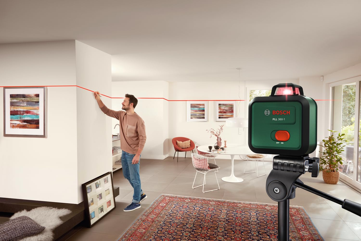 Bosch Livella laser PLL 360-1 (livella laser autolivellante a 360°, precisione ±0,4 mm/m, raggio d'azione 12 m, funzione di inclinazione, in confezione di cartone)