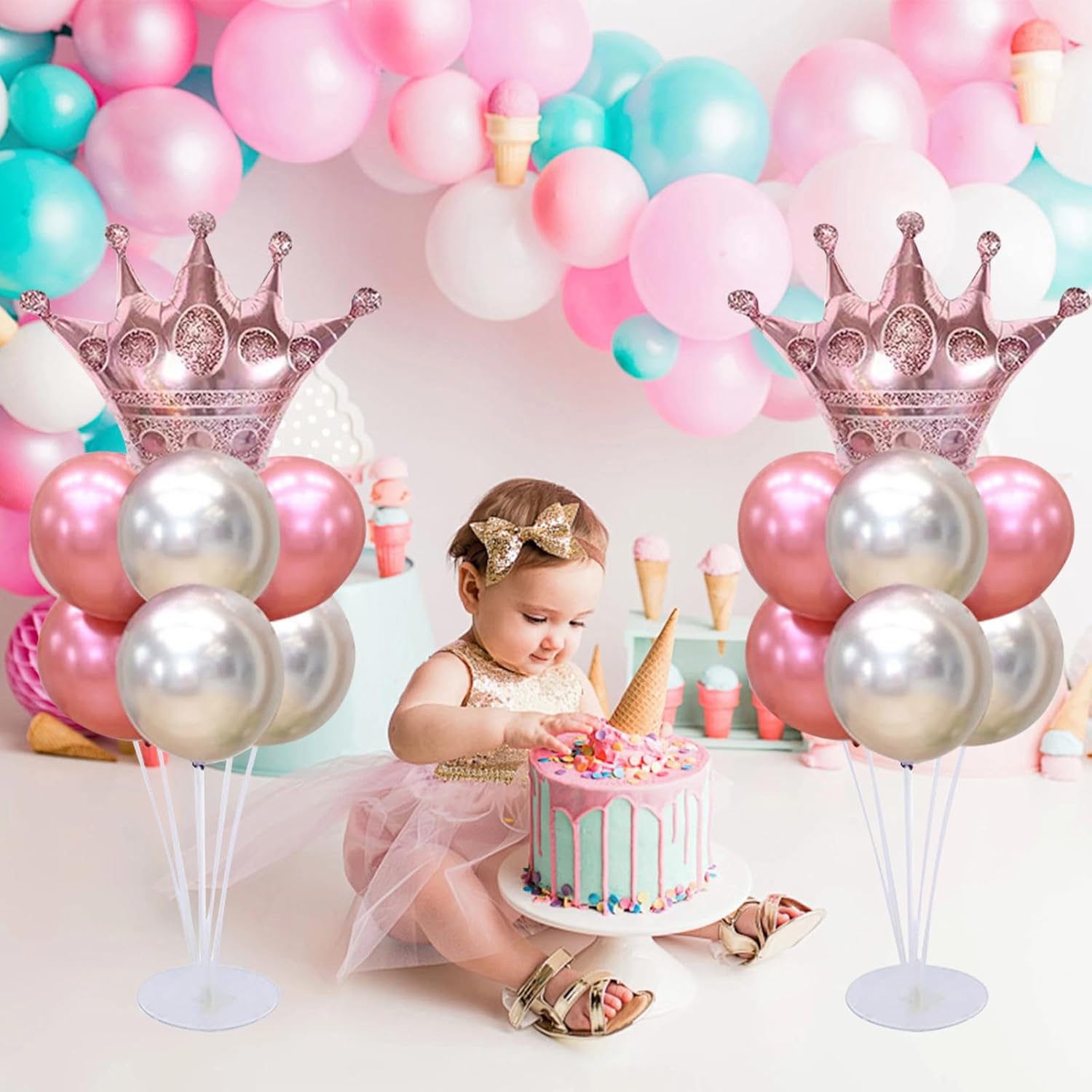 Balloon Stand Kit For Table - 20 Sets Balloon Sticks with Base For Birthday Graduation Party Decorations