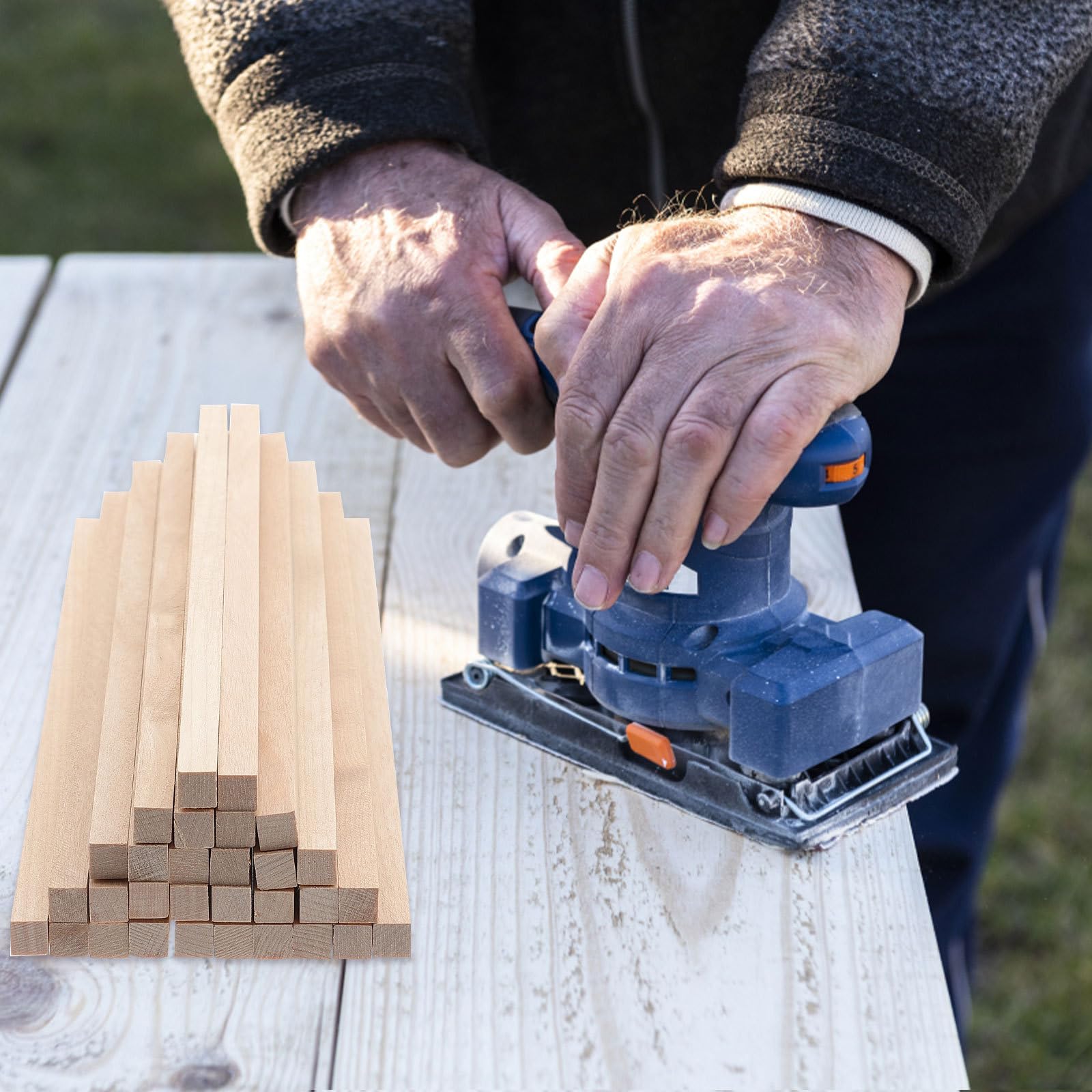 Palitos de Madera Cuadrados Material Natural para Manualidades 30 Piezas Varillas de Madera para Pintar para Bricolaje y Proyectos DIY