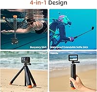 Vista 2 de TELESIN 4 en 1 Palo de Selfie Flotante Agarre de Mano Trípode Impermeable Extensible Monopié para GoPro Hero 13, 12, 11, 10, 9, 8, DJI OSMO Action 6