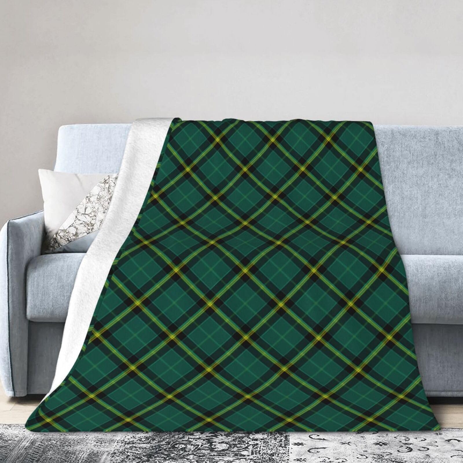 ERTDFXCV Clan Duffy Tartan Green Irish Plaid Blanket 50"x40"