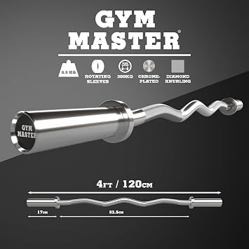 GYM MASTER EZ Curl Bar Olympic 2 Barbell for Bicep Curls and Weight Lifting