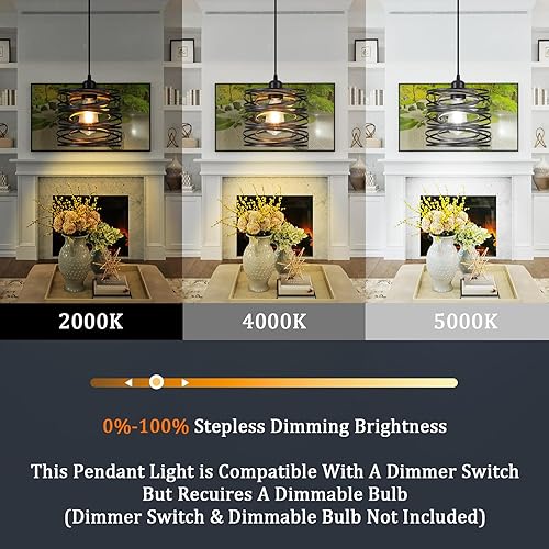 Miniatura 4 de Lámpara colgante, isla de cocina, lámparas colgantes de madera, granja, metal, iluminación colgante para comedor, dormitorio, bar, oficina, negro