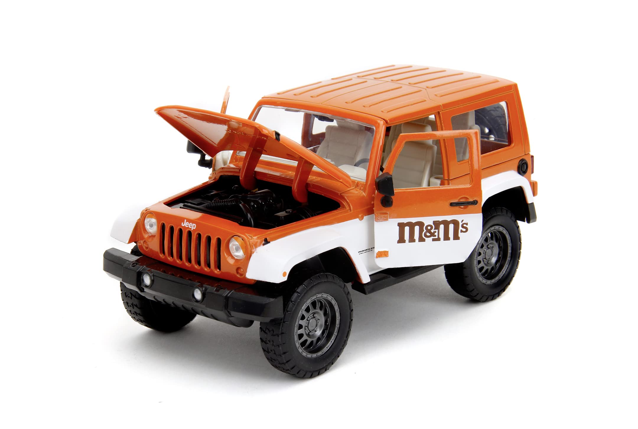 JADA M&M's オレンジ & 2007 Jeep Wrangler 1:24 M&M'S 2007 JEEP WRANGLER w/ ORANGE FIGURE