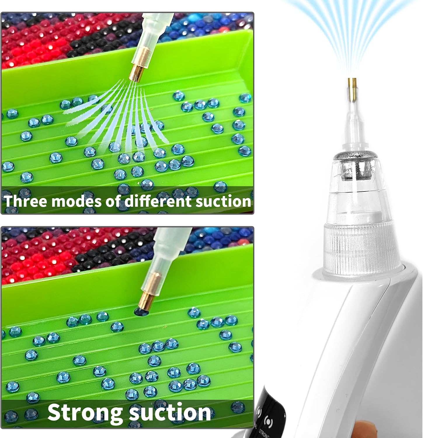 Electric Diamond Painting Pen, Adjustable Suction Mode, Diamond Art Paint Pen with Vacuum Pump for Adults, Includes 4 Pieces Diamond Locators & 2 Replacement Heads, DIY Art Tool Kits