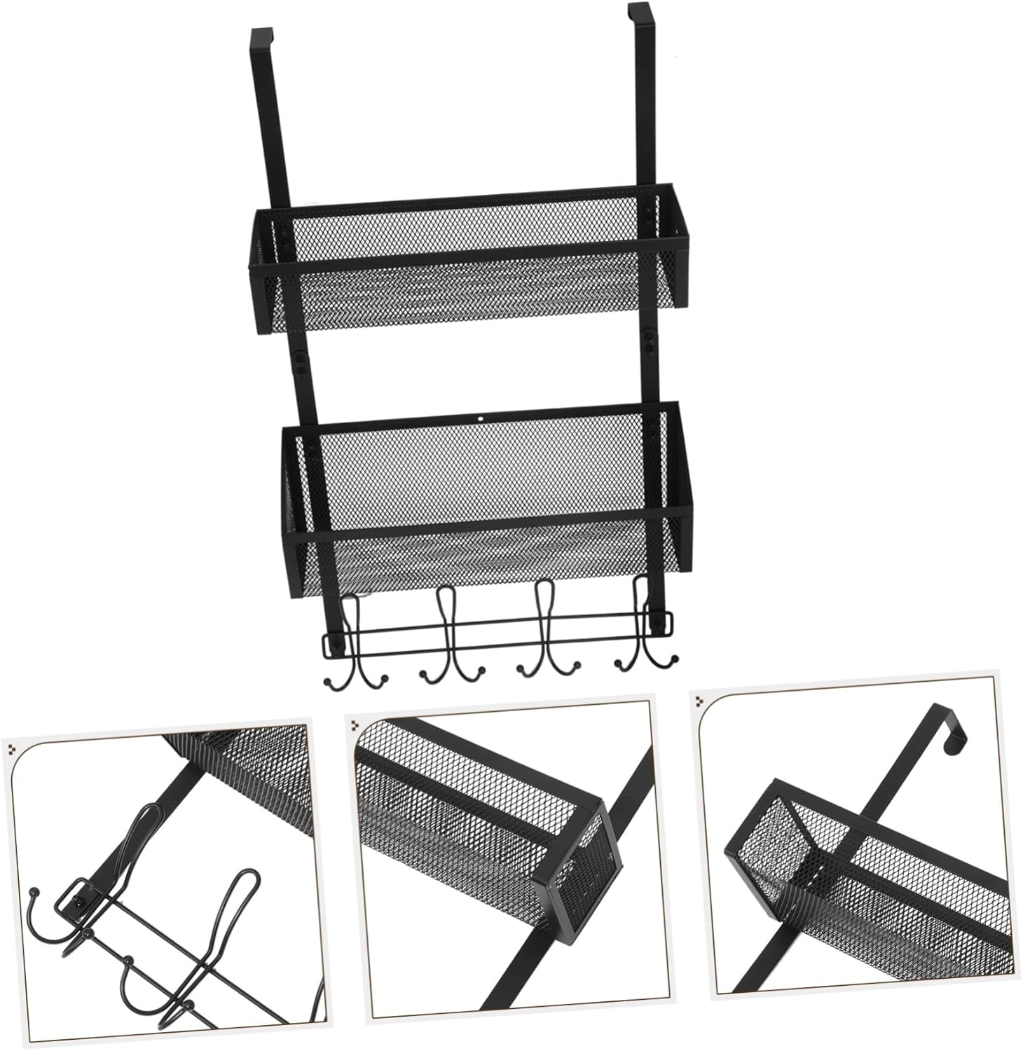 Door Hanger Rack Space-Saving Mesh Storage Basket for Kitchen Bathroom Bedroom