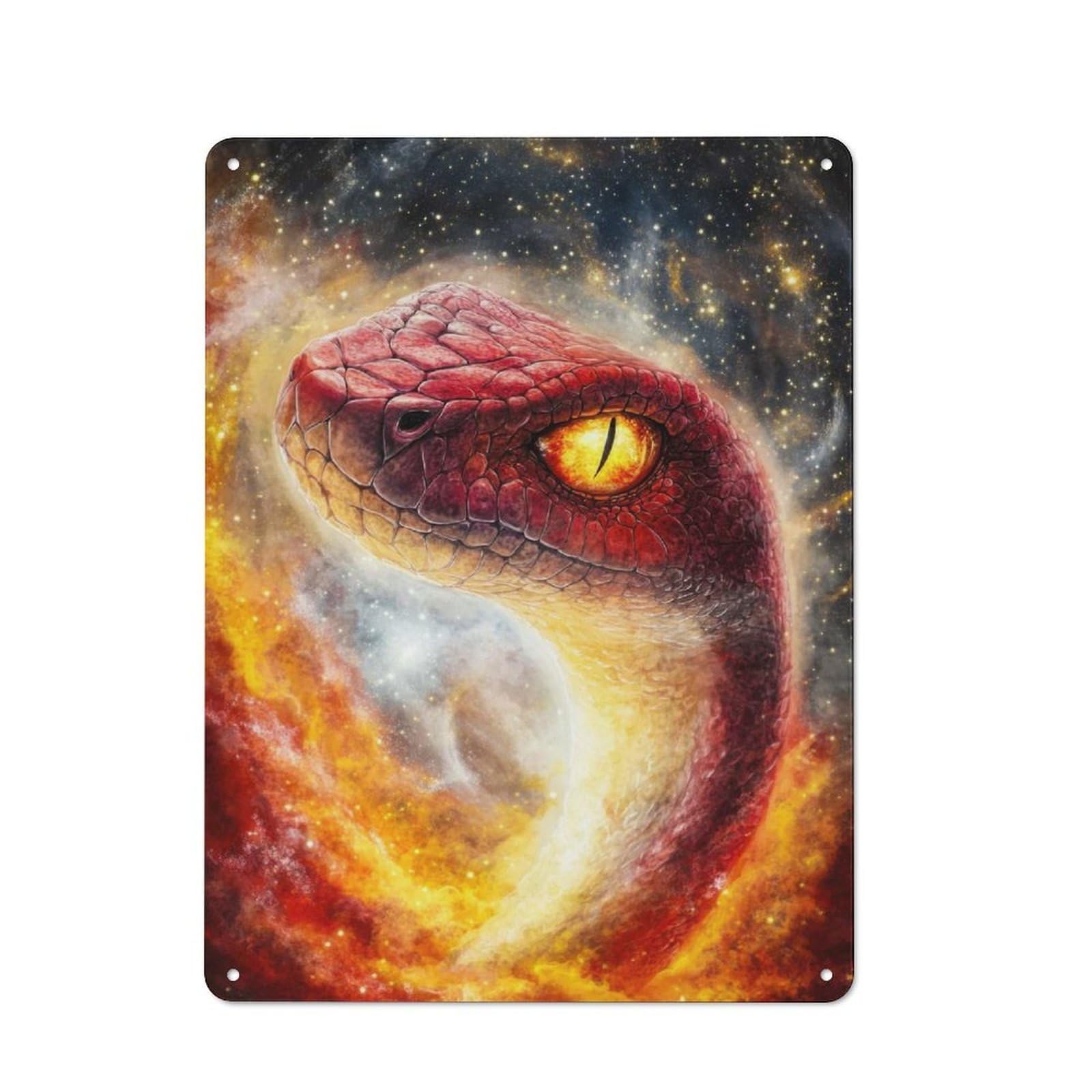 Junmoney Cosmic Serpent 40X30cm Retro Tin Sign With For Living Room Or Hallway, A Decorative Metal Sign For Living Rooms And Hallways