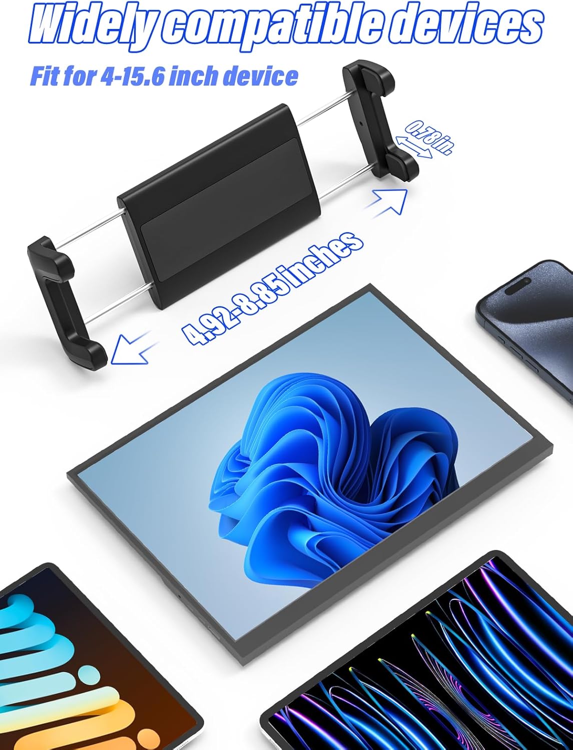 Charchendo Tablet Stand for Desktop, 360° Rotating iPad Holder - Multi-Angle Aluminum Adjustable & Foldable Desk Mount, Compatible with 4-15.6'' iPad Pro/Air/Mini, iPhones, Galaxy Z, E-Book