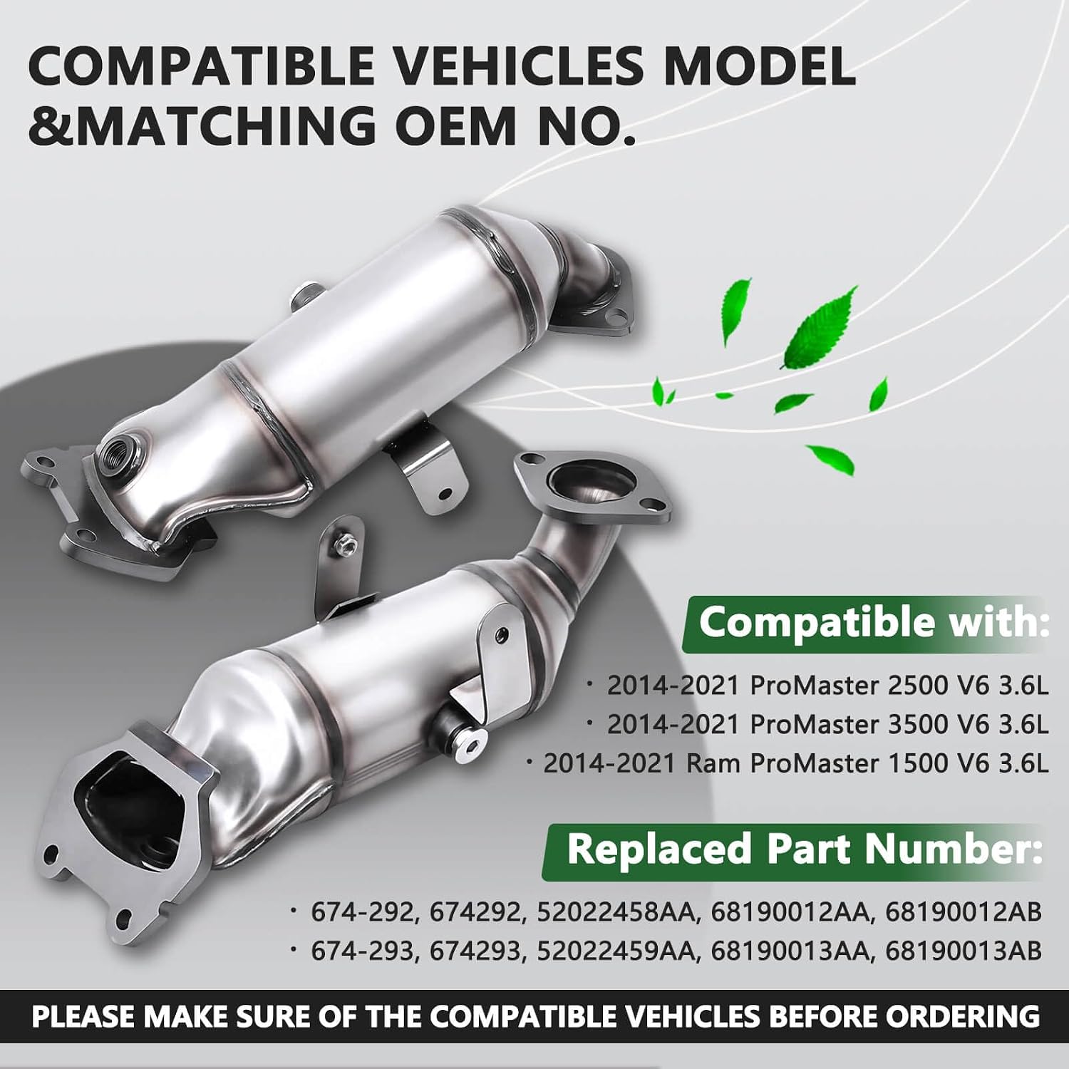 Left Right Catalytic Converter Compatible with 2014 2015 2016 2017 2018 2019 2020 2021 Dodge RAM PROMASTER 1500 2500 3500 3.6L V6, Replace 674-292, 674-293