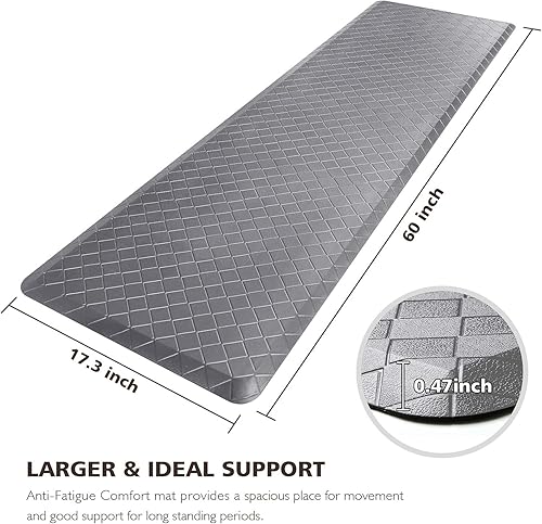 Vista 187 de HappyTrends - Tapete acolchado antifatiga de 17.3 x 28 pulgadas, grueso, impermeable, antideslizante, resistente, ergonómico, cómodo, para cocina
