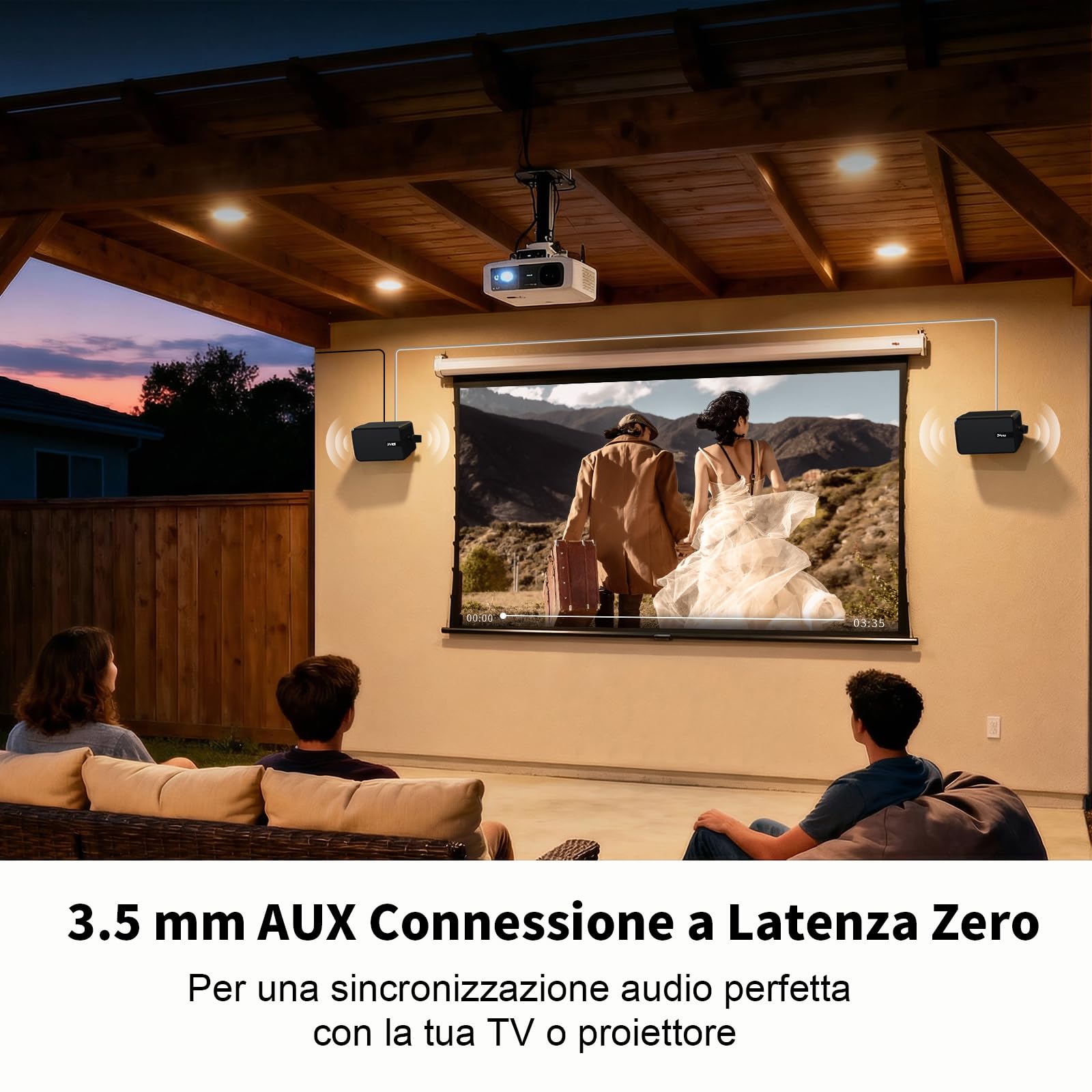 Casse Bluetooth da Esterno, Casse da Parete Attive + Passive, Design Compat, Supporto Ingresso Aux, Adatte per Patio, Veranda, Garage, Confezione da 2 (MZ-650)
