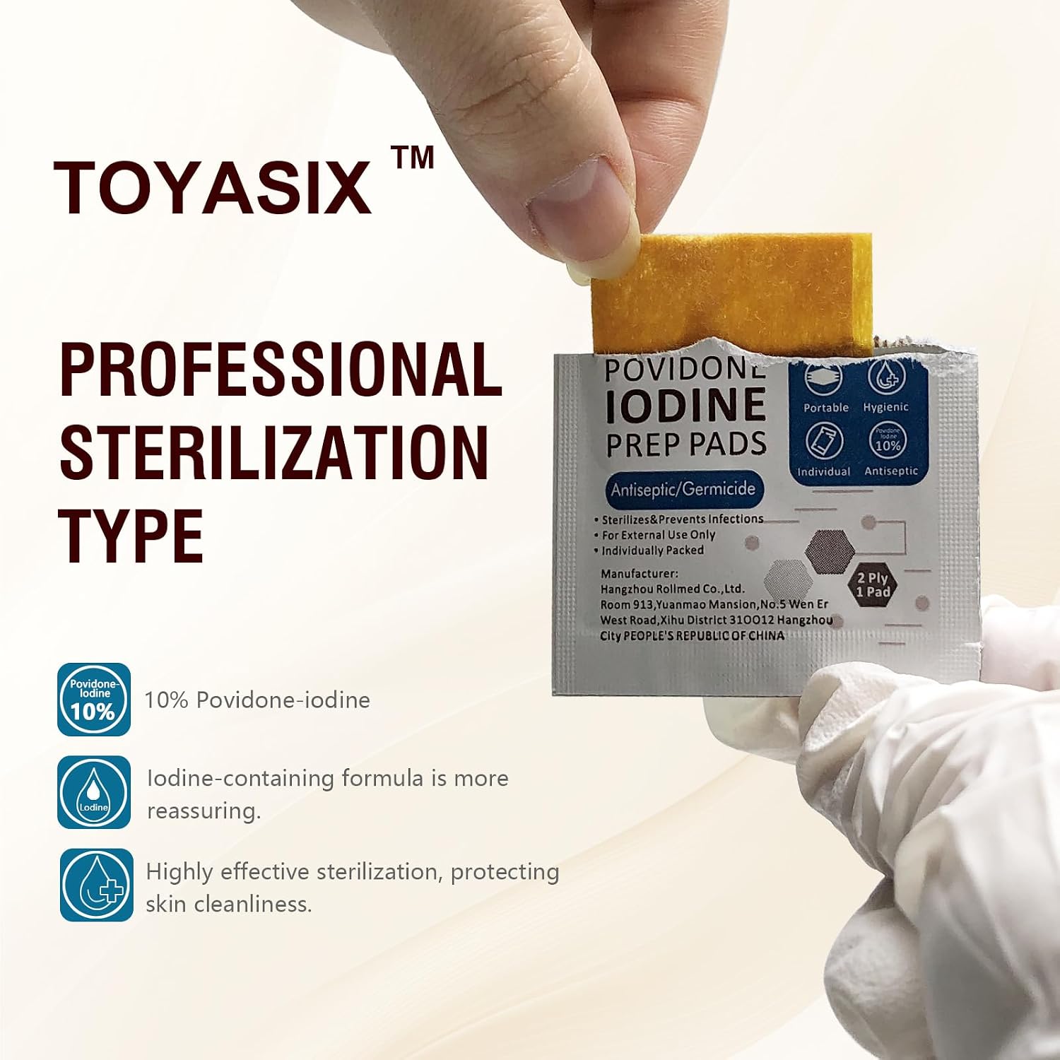 Iodine Wipes, Individually Packaged, 100 Count, 10% povidone Iodine Preparation pad, Alcohol-Free Iodine pad for Wound Cleaning, Burns, Small Wounds and preoperative Preparation.