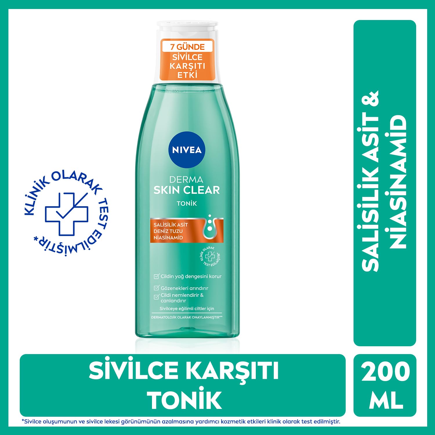 NIVEA Derma Skin Clear Night Exfoliator Gece Arındırıcı Krem 40 ml + NIVEA Derma Skin Clear Sivilce Karşıtı Tonik 200 ml X2